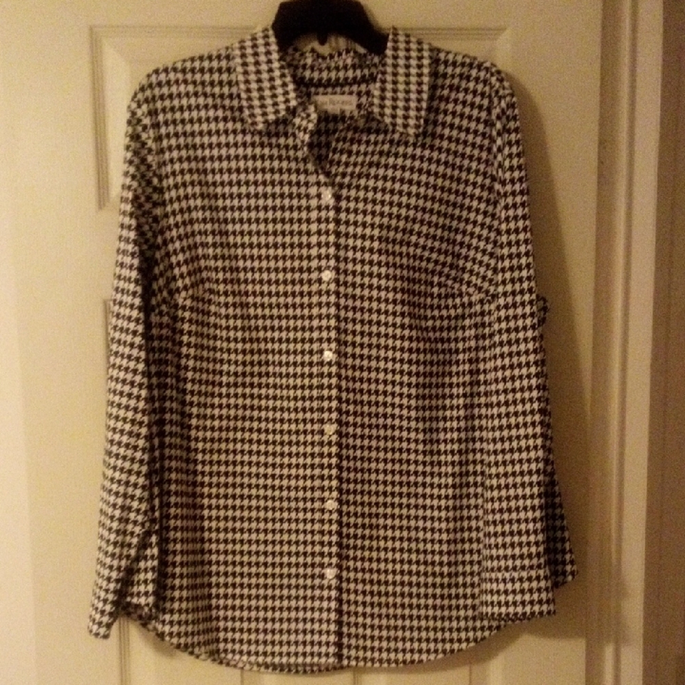 KIM Rogers Black and White Houndstooth Shirt -Womens 1X
